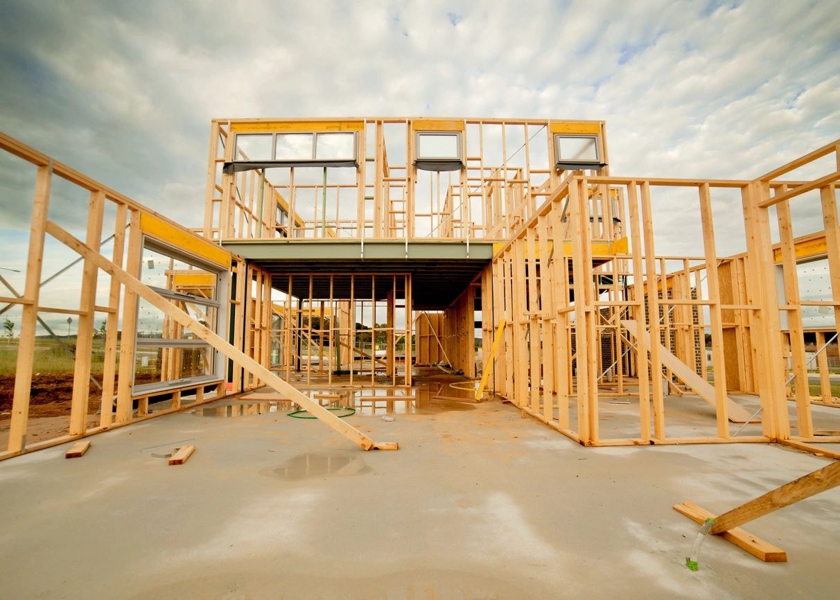 Residential building frame under construction